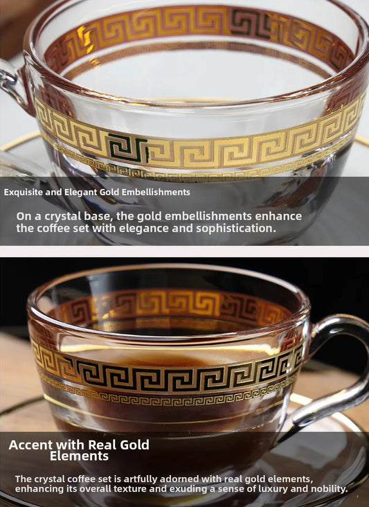 High-end/heat-resistant and anti-scab/crystal tea set/tea set/household tea set/coffee cup/crystal cup/gift