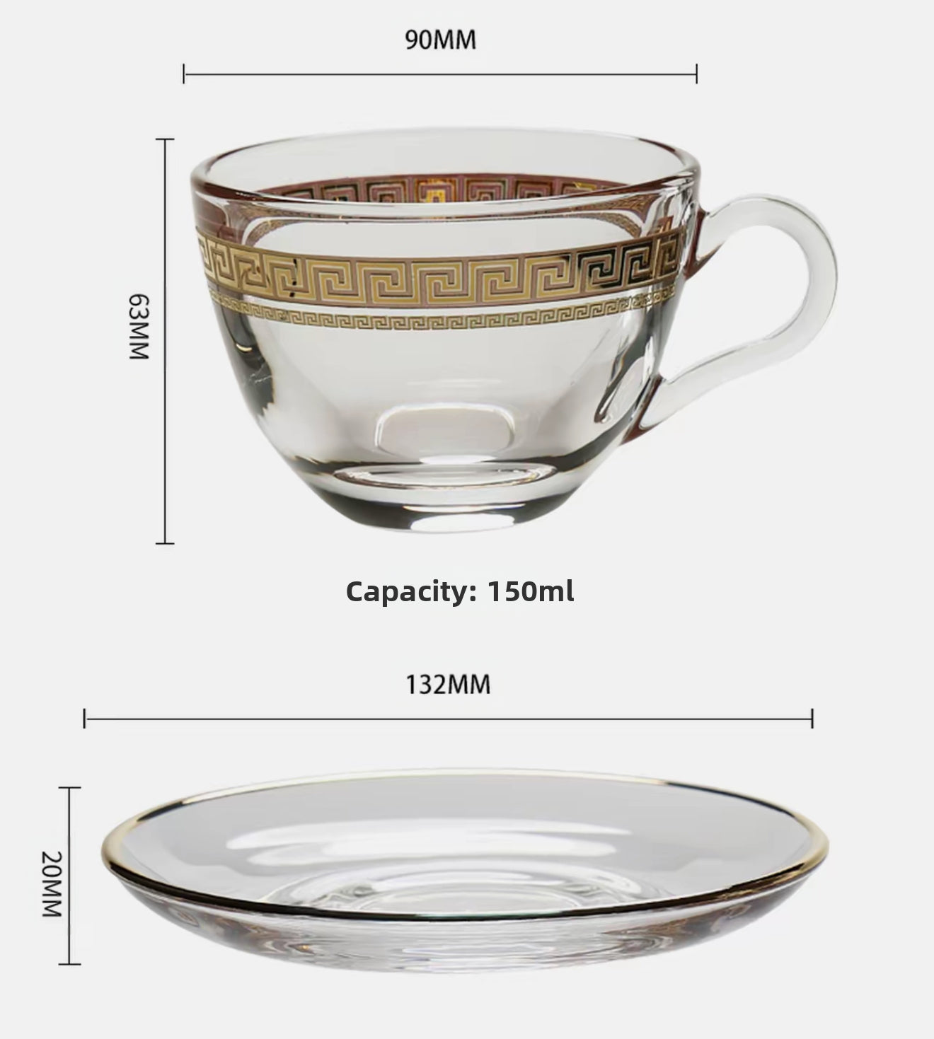 High-end/heat-resistant and anti-scab/crystal tea set/tea set/household tea set/coffee cup/crystal cup/gift