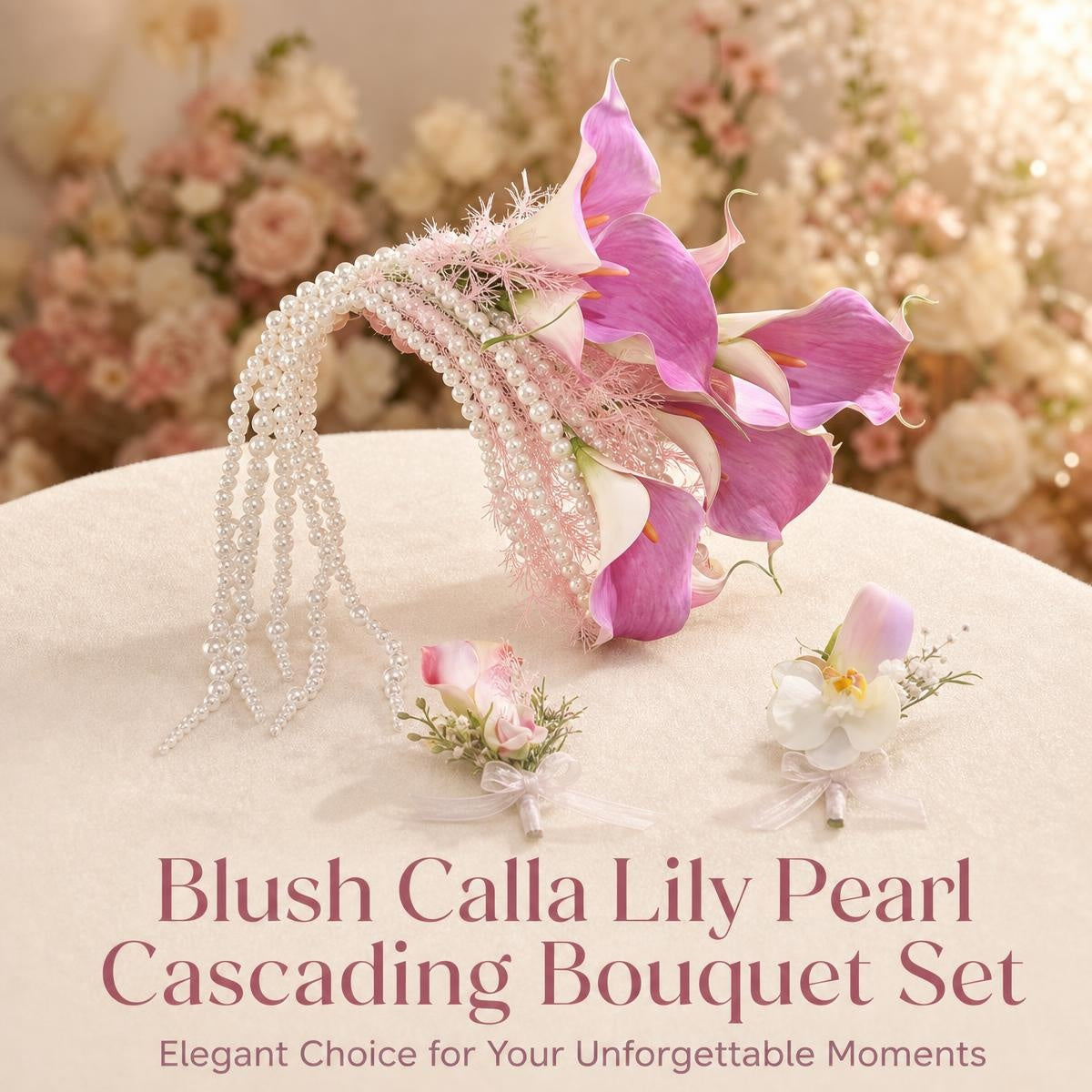 Preserved Calla Lily Bridal Headpiece Set | Wedding Headband & Boutonniere