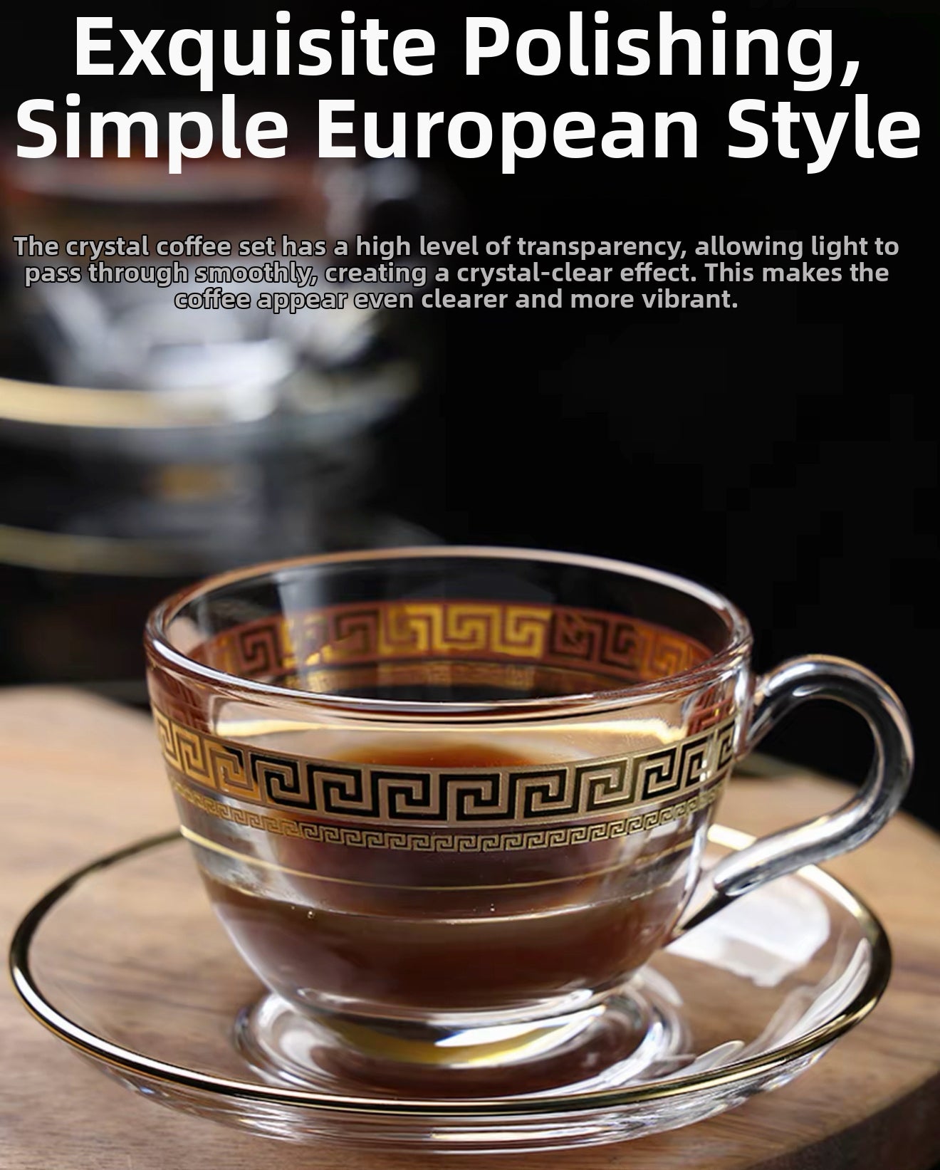 High-end/heat-resistant and anti-scab/crystal tea set/tea set/household tea set/coffee cup/crystal cup/gift