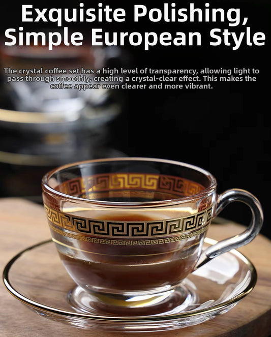 High-end/heat-resistant and anti-scab/crystal tea set/tea set/household tea set/coffee cup/crystal cup/gift