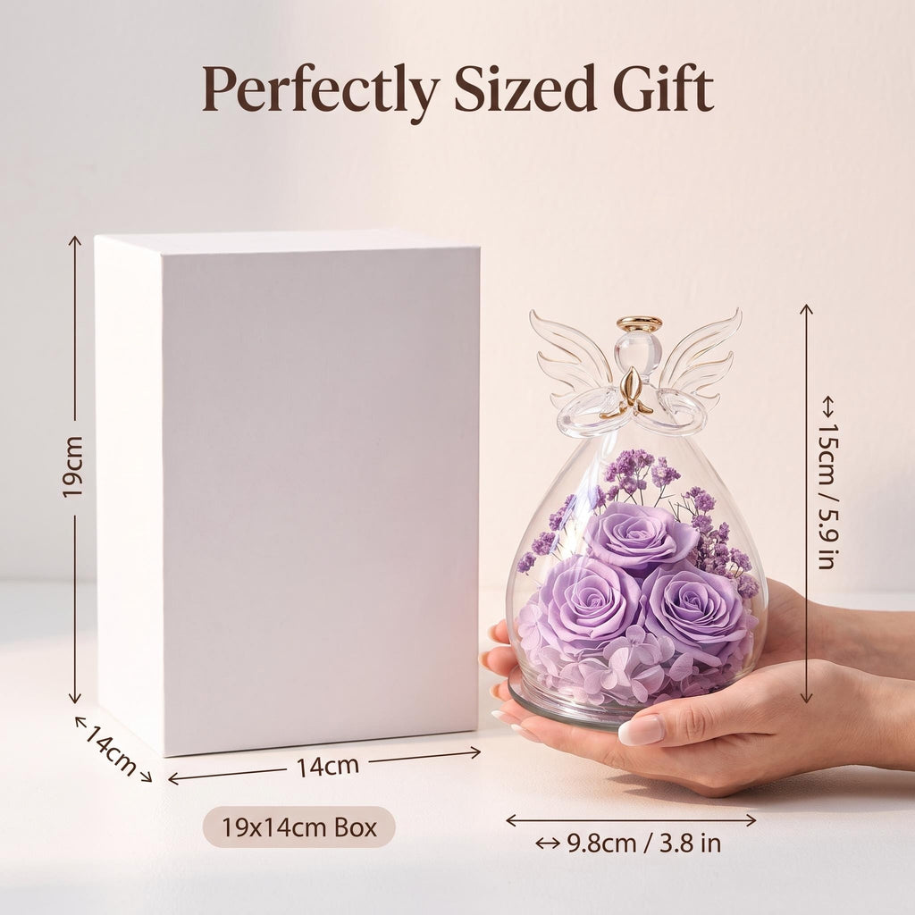 Angel Glass Dome Preserved Purple Rose | Real Forever Rose Gift