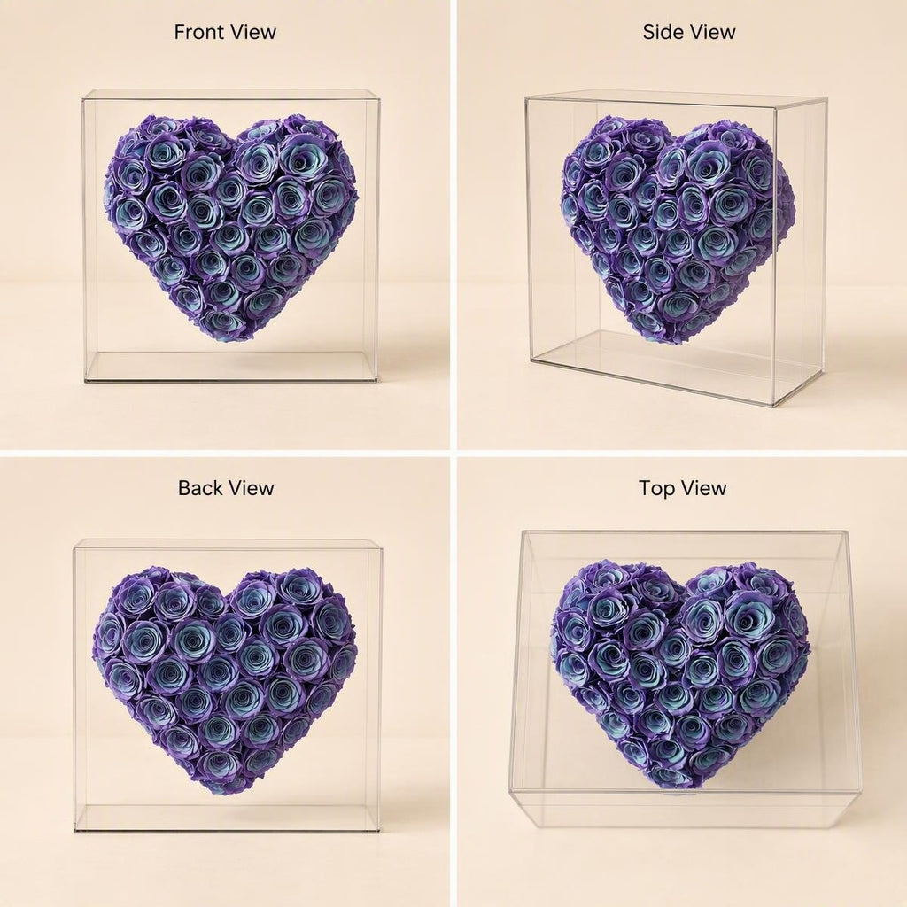 Purple‑Blue Gradient Heart Preserved Rose | Acrylic Display Box Gift