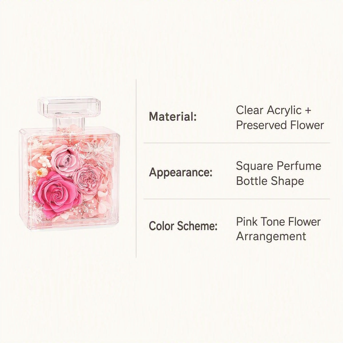 Preserved Rose Acrylic Perfume Bottle Decor | Eternal Flower Gift