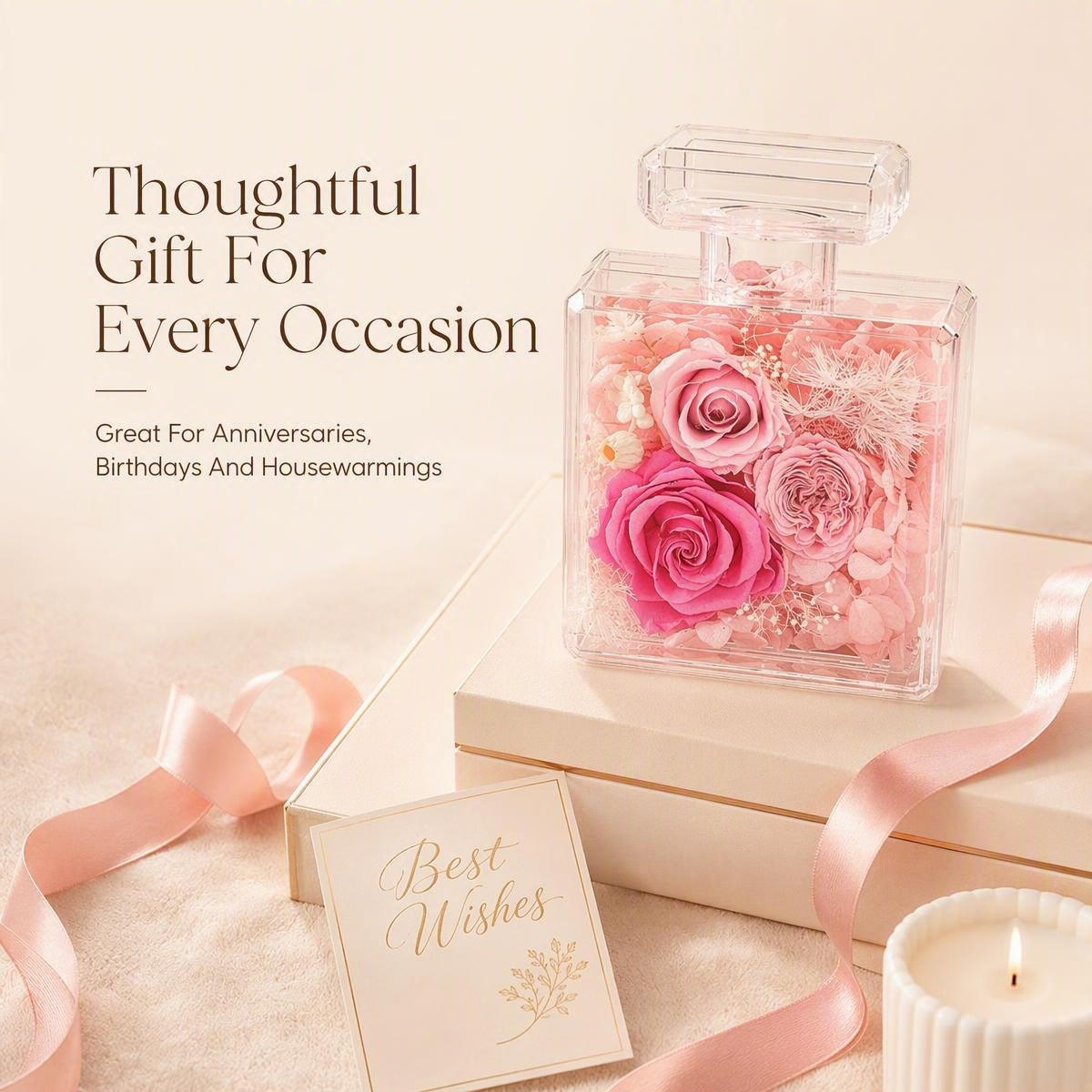 Preserved Rose Acrylic Perfume Bottle Decor | Eternal Flower Gift