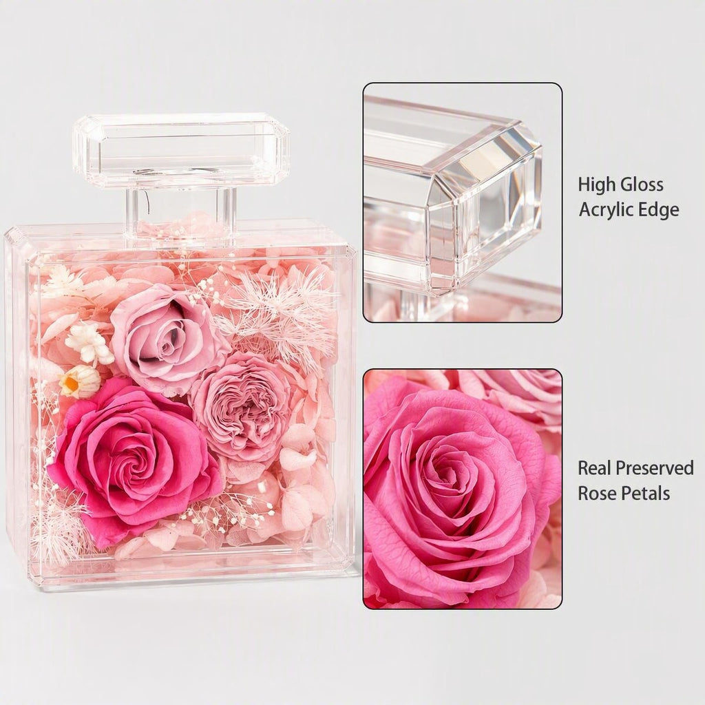 Preserved Rose Acrylic Perfume Bottle Decor | Eternal Flower Gift