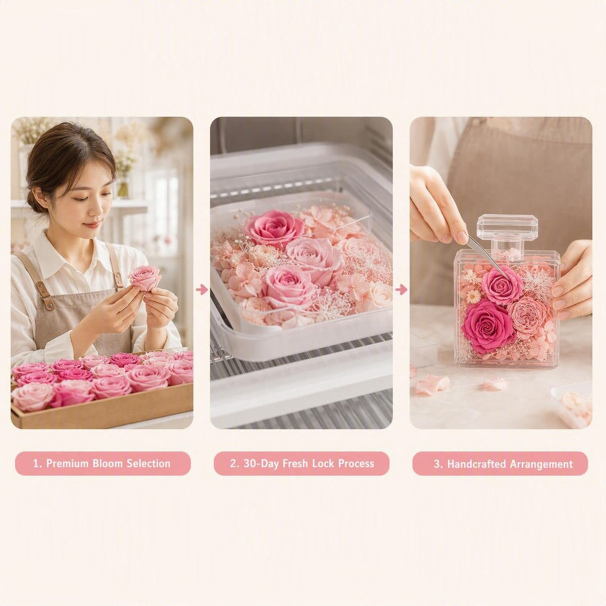 Preserved Rose Acrylic Perfume Bottle Decor | Eternal Flower Gift