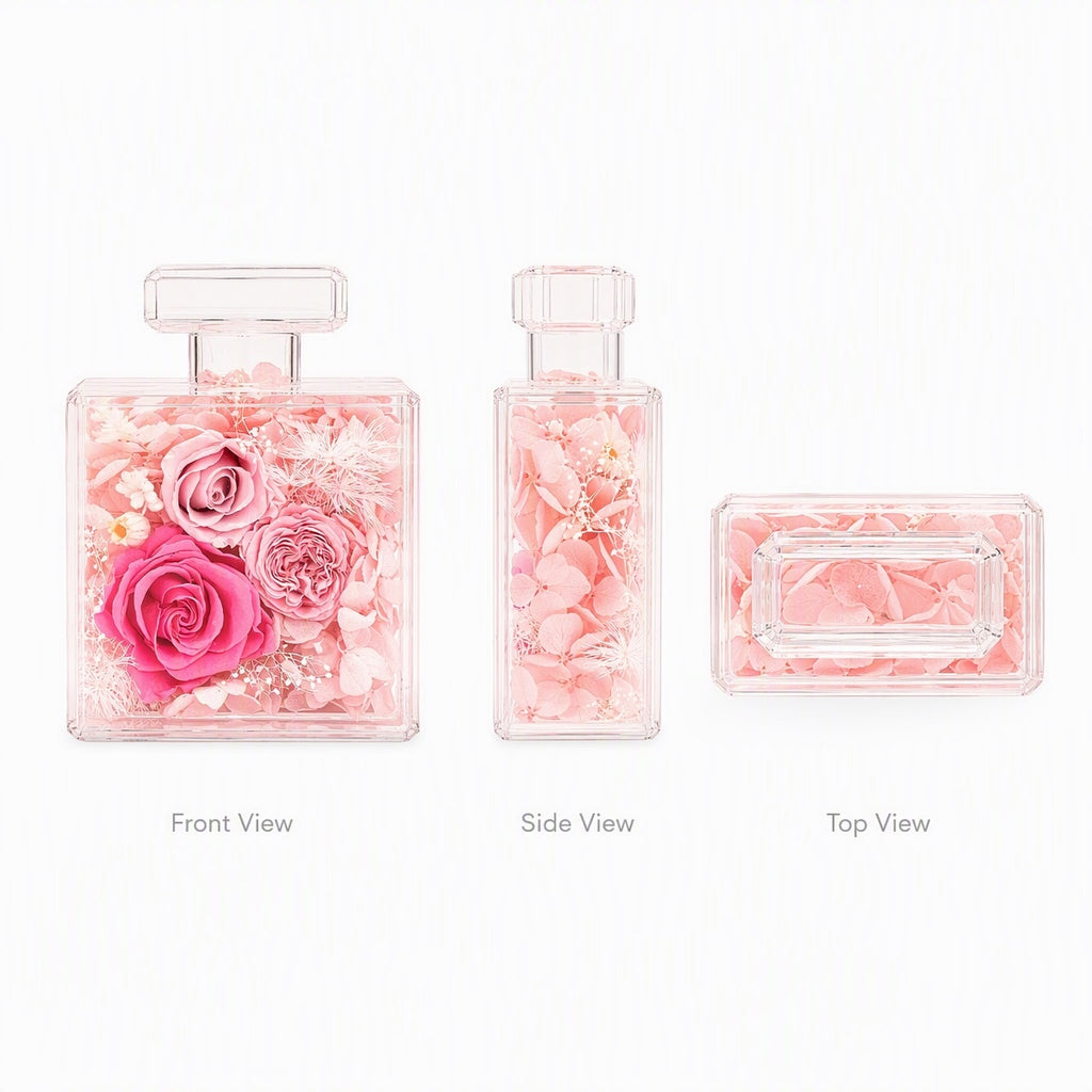 Preserved Rose Acrylic Perfume Bottle Decor | Eternal Flower Gift