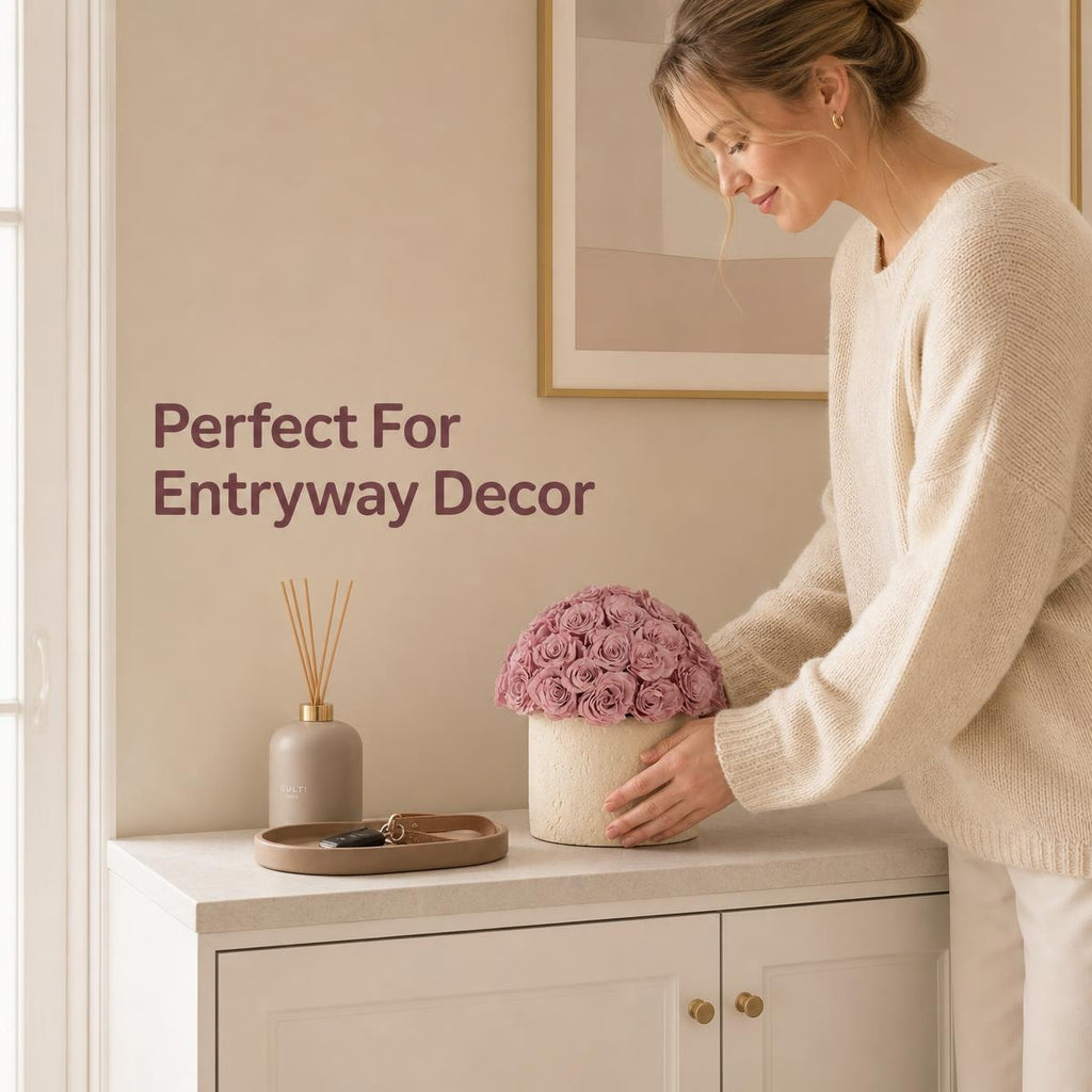 Preserved Rose Hug Bucket, Dusty Purple Eternal Rose Home & Gift Decoratio
