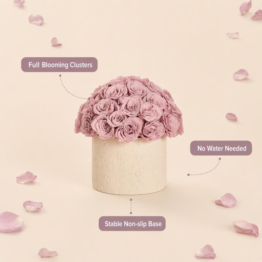Preserved Rose Hug Bucket, Dusty Purple Eternal Rose Home & Gift Decoratio