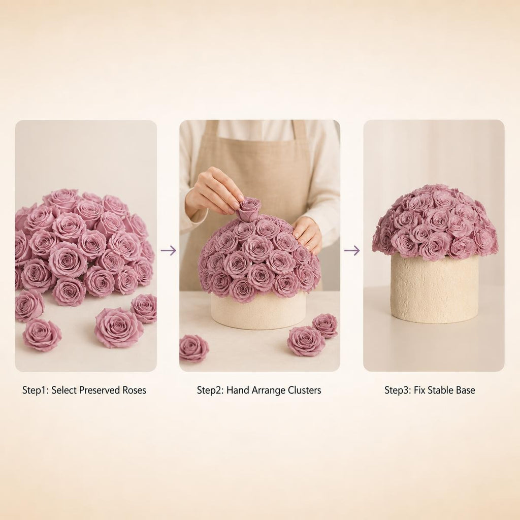 Preserved Rose Hug Bucket, Dusty Purple Eternal Rose Home & Gift Decoratio