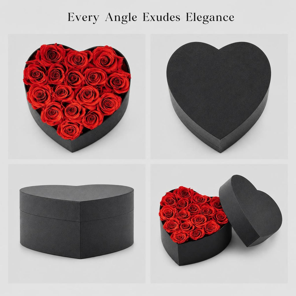 Heart‑Shaped Preserved Red Rose Gift Box, Luxury Eternal Rose Romantic Gift For Valentine & Anniversary