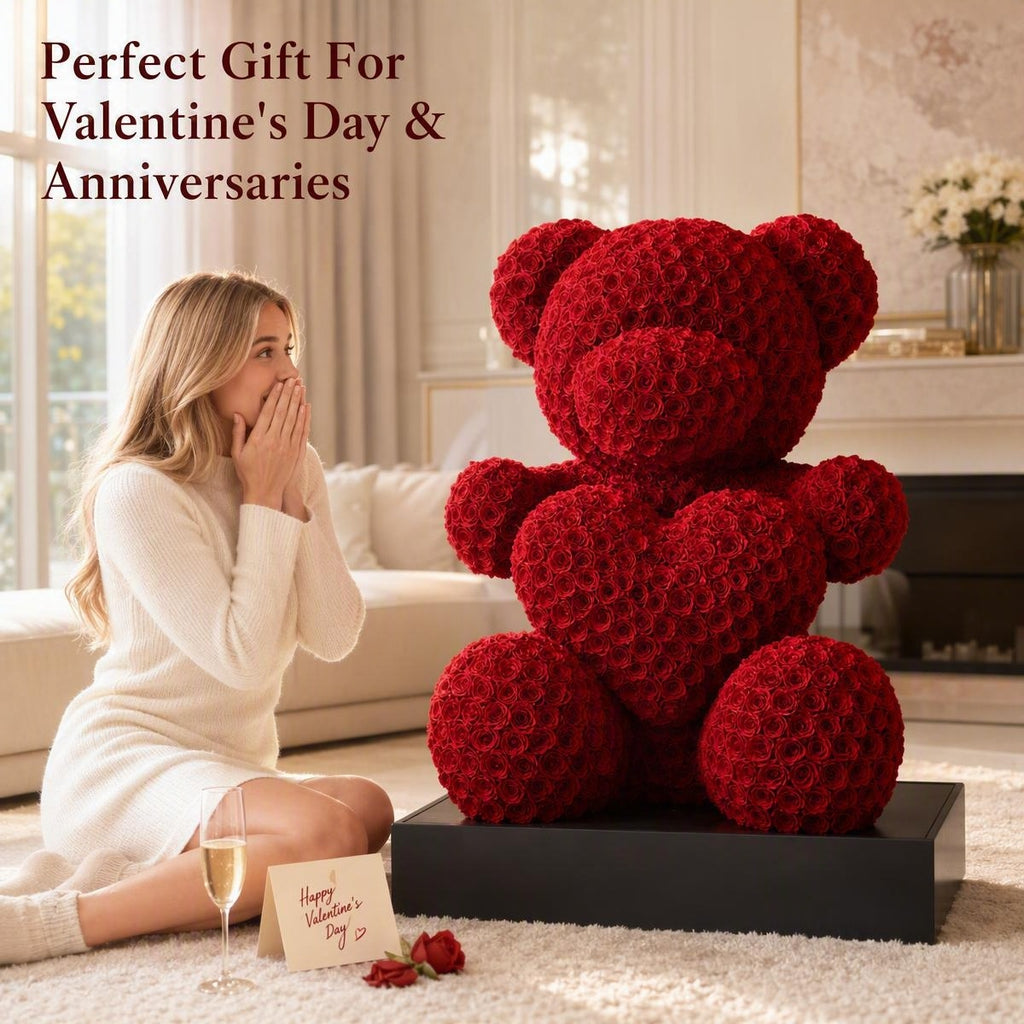 Giant 120cm Rose Bear With Heart | Luxury Romantic Valentine & Anniversary Gift